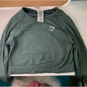 Gym Shark Green Cropped Long Sleeve